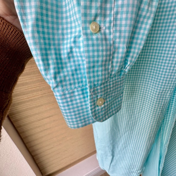 Ralph Lauren Polo Men's Aqua Checkered Button Down Long Sleeve Shirt L EUC - Picture 7 of 9